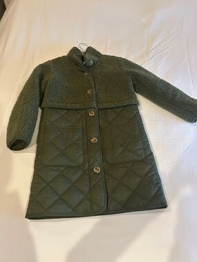 J. Crew Factory Olive Quilted & Sherpa Pea Coat